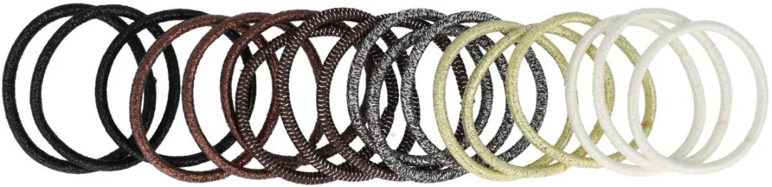 Haarsoires Haarelastieken Basic - 18 Stuks - Glitter Bruin/Goud/Grijs/Crème/Wit