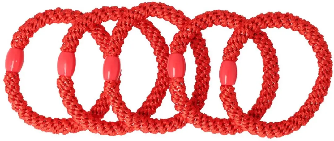 Haarsoires Haarelastieken Basic Rood - Set van 5