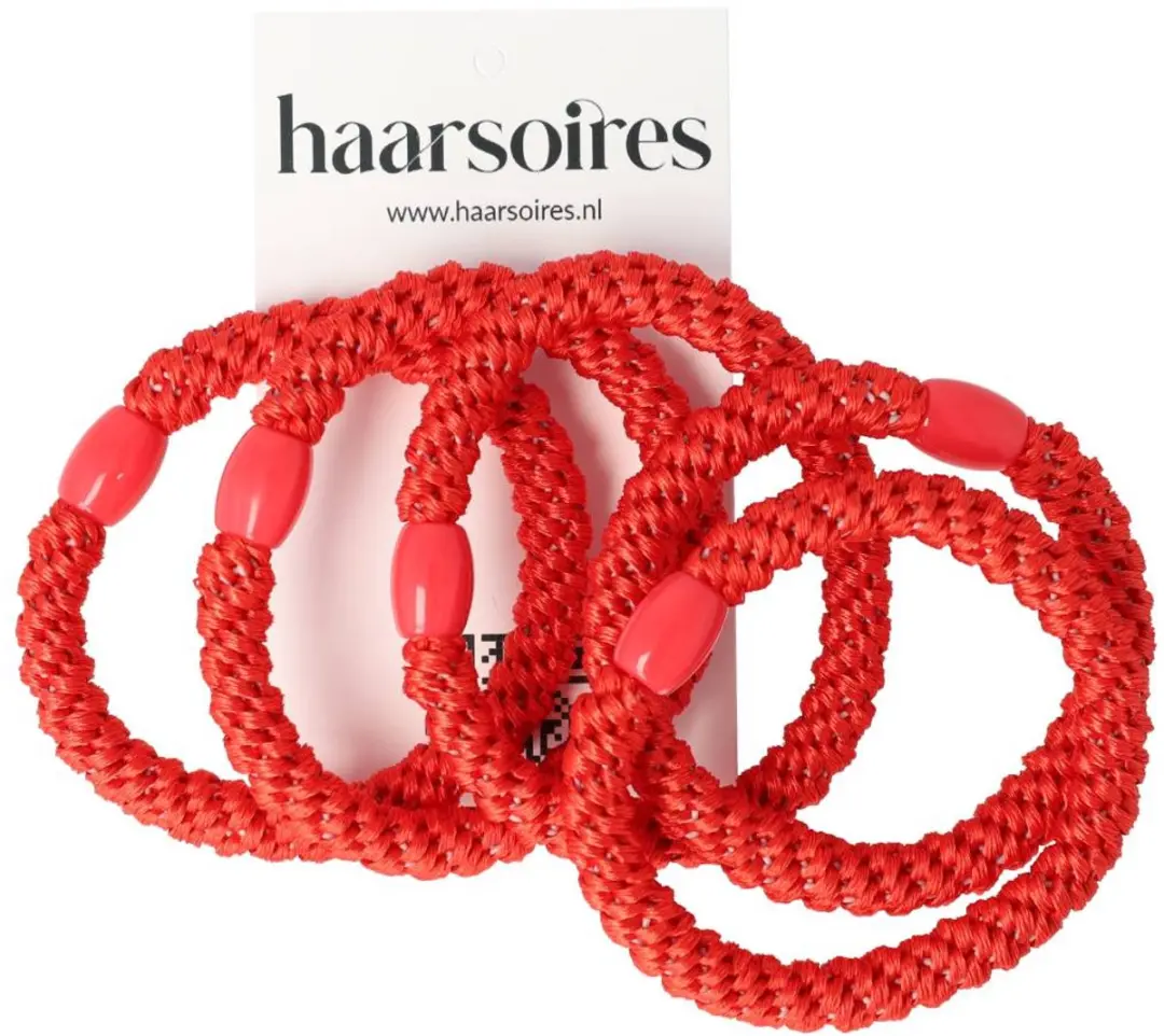 Haarsoires Haarelastieken Basic Rood - Set van 5