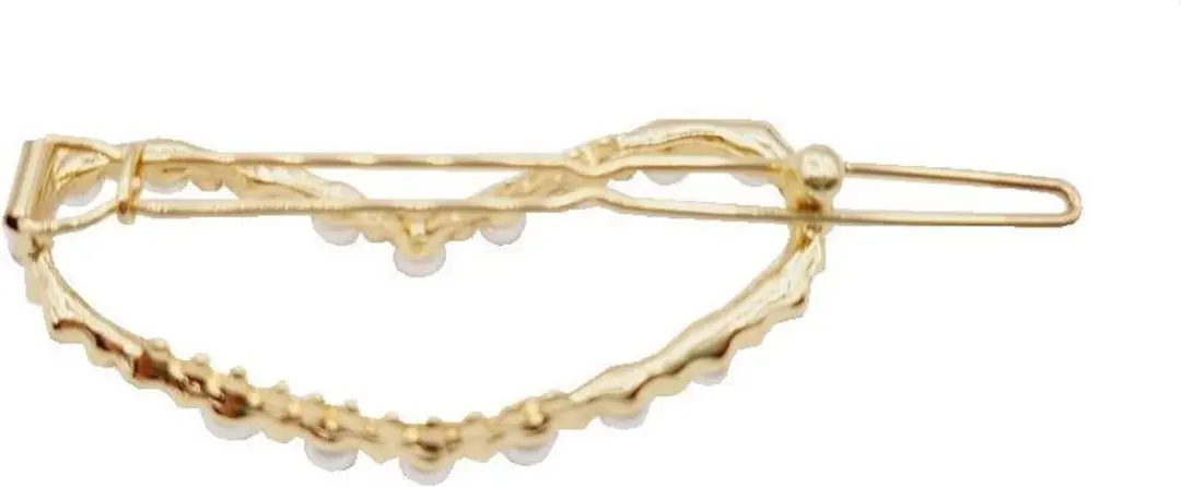 Haarsoires Hart Haarclip 5cm - Goud - Parelwit