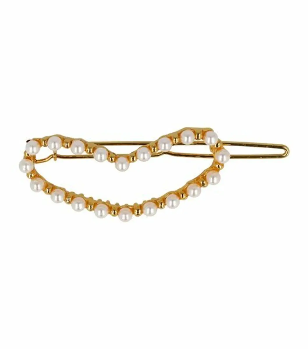 Haarsoires Hart Haarclip 5cm - Goud - Parelwit