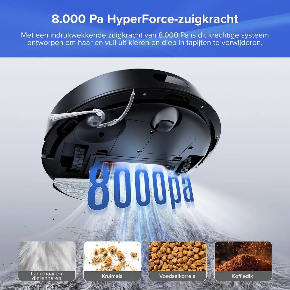 Roborock Q7 BF+ Robotstofzuiger - 8000Pa - Zwart