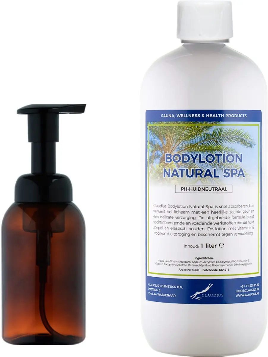 Splashbox Cosmetics Zeepdispenser 300ml + Bodylotion 1L Natural Spa