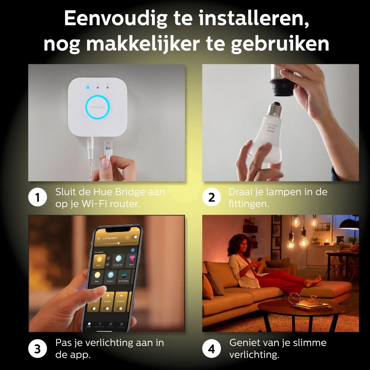 Philips Hue Starterspakket E27 - 3x Filamentlampen Goud - Warmwit