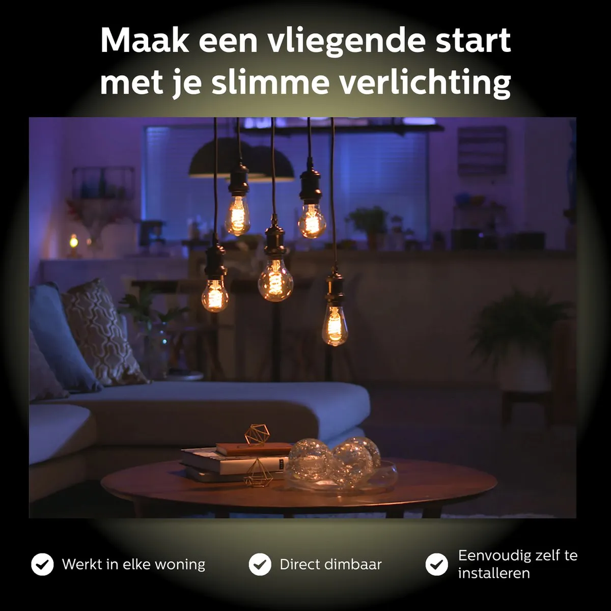 Philips Hue Starterspakket E27 - 3x Filamentlampen Goud - Warmwit