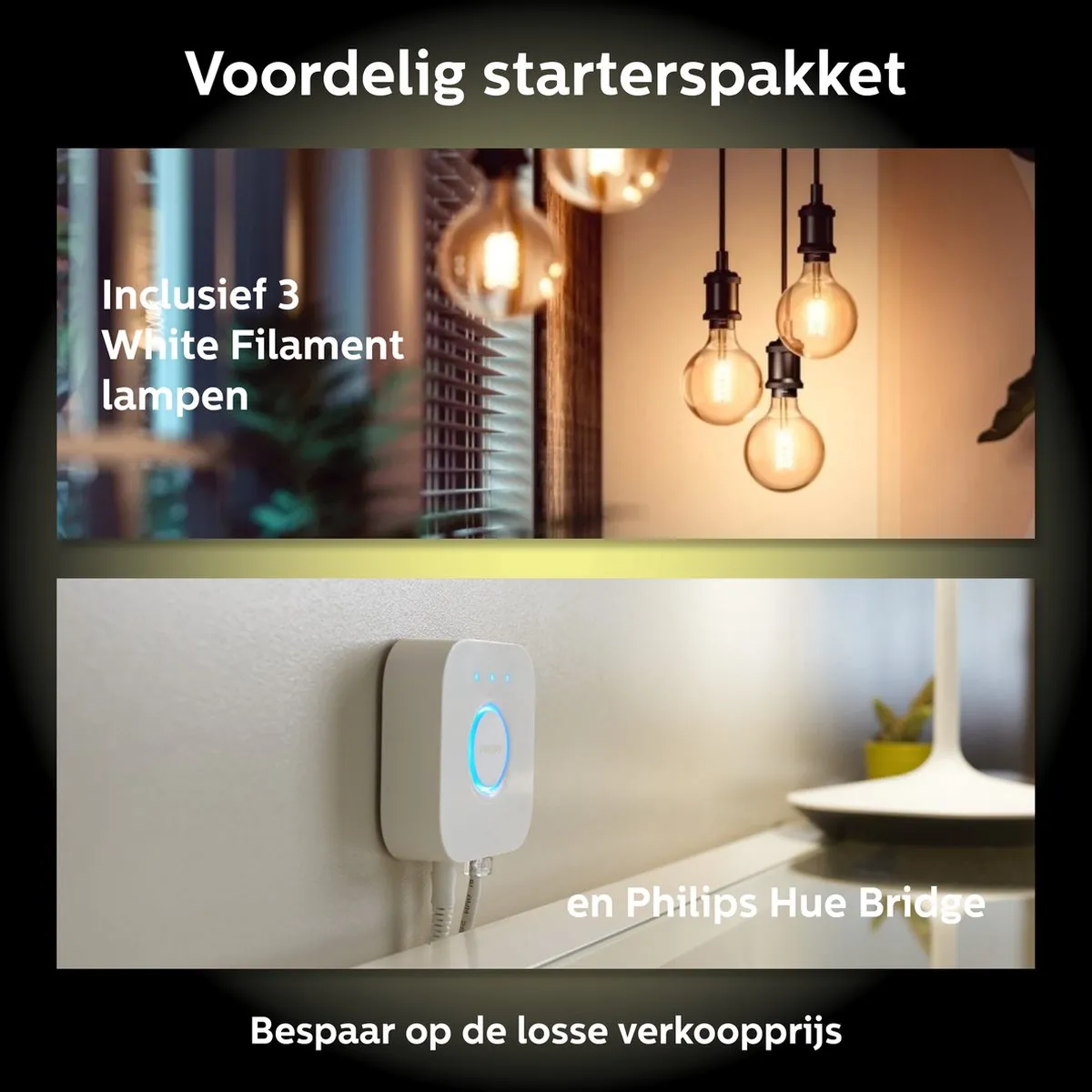 Philips Hue Starterspakket E27 - 3x Filamentlampen Goud - Warmwit