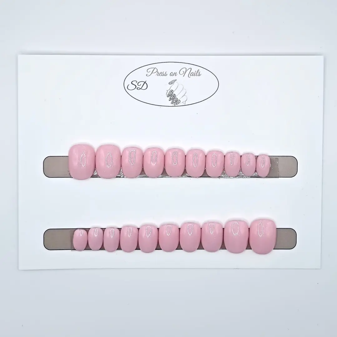 SD Press on Nails B-28 Plaknagels - Nude Roze Shimmer - 20 Stuks