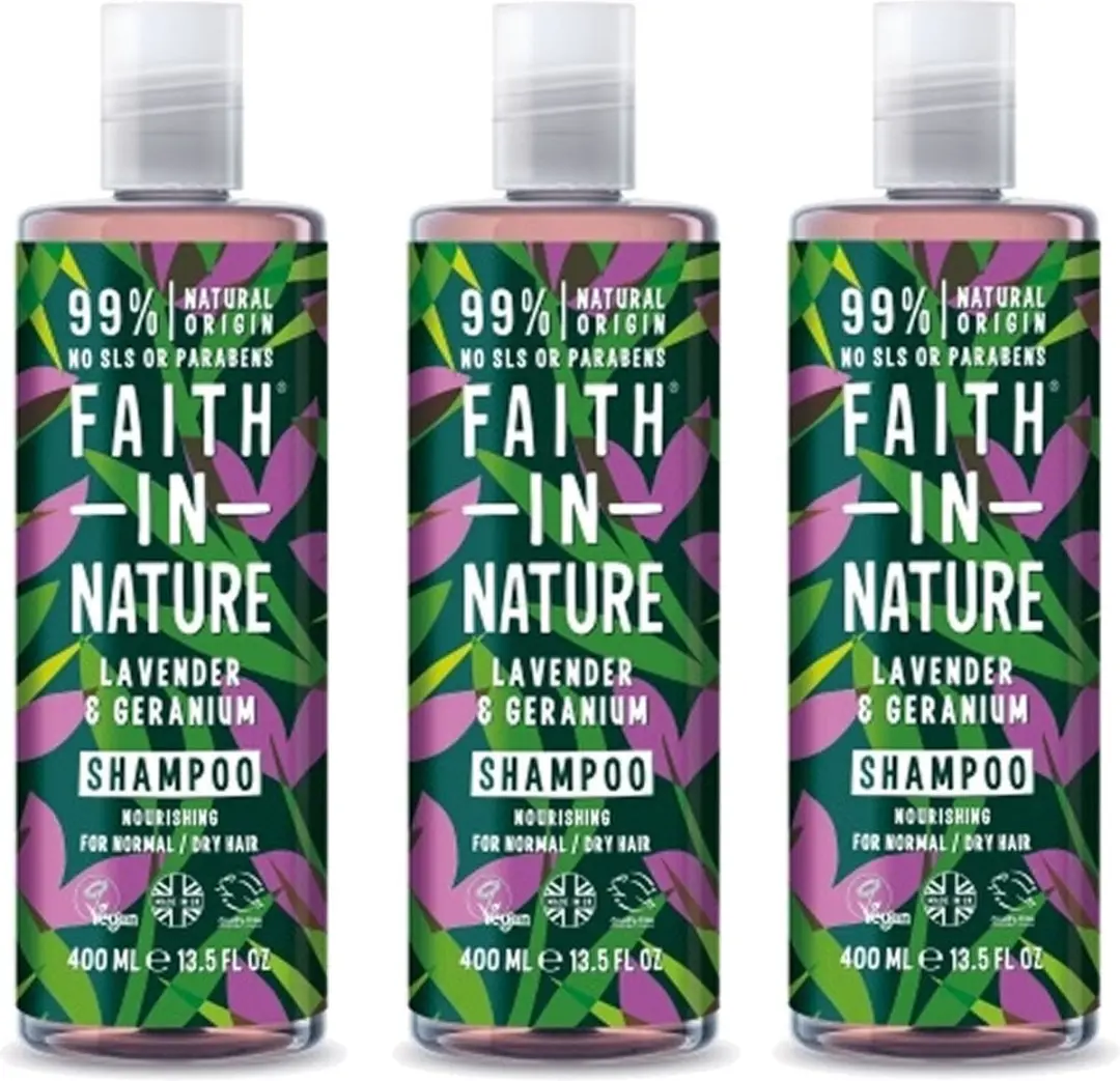 Faith In Nature Lavendel & Geranium Shampoo 3x400ml