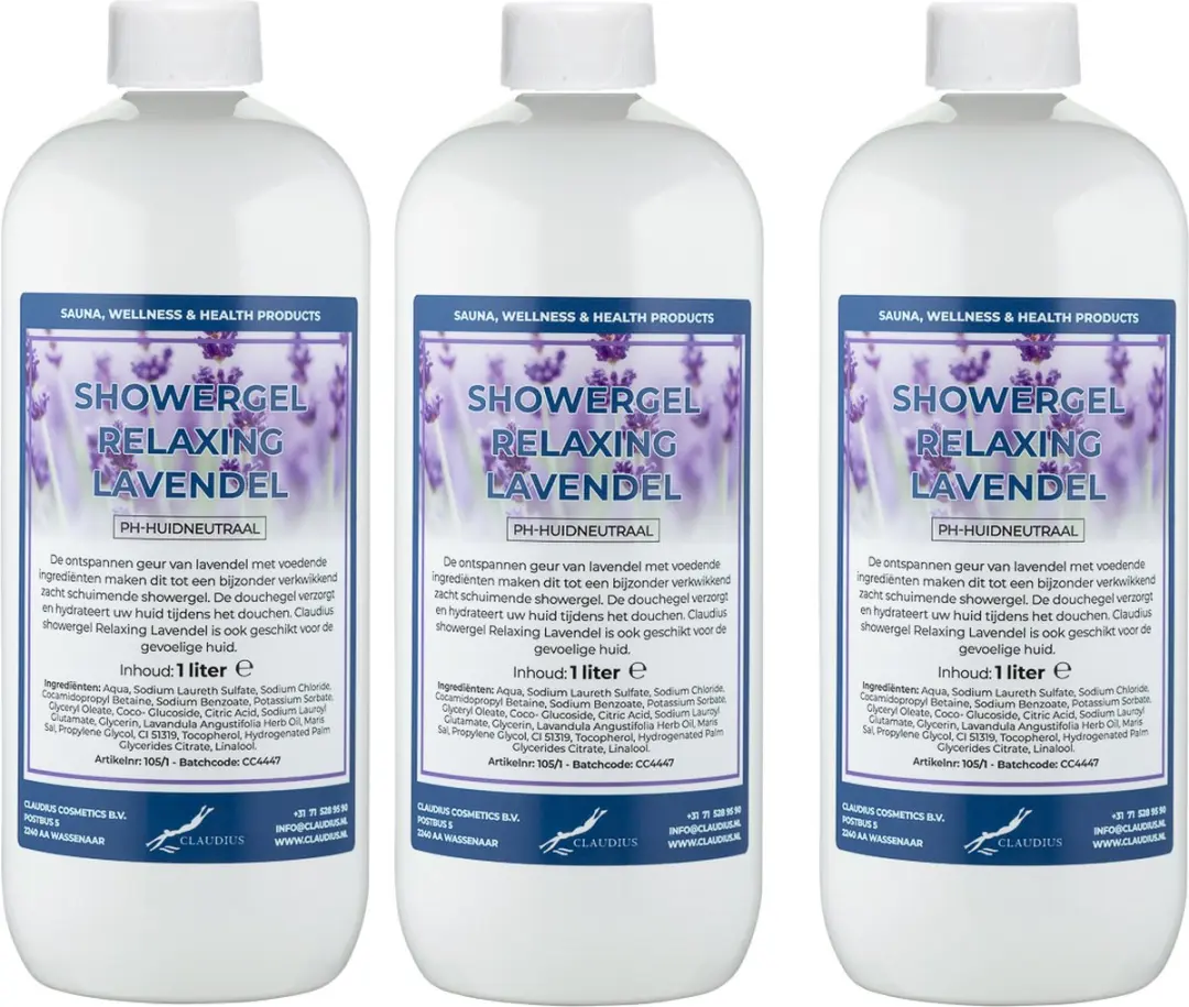 Splashbox Cosmetics Claudius Douchegel 1L - 3 Stuks - Lavendel