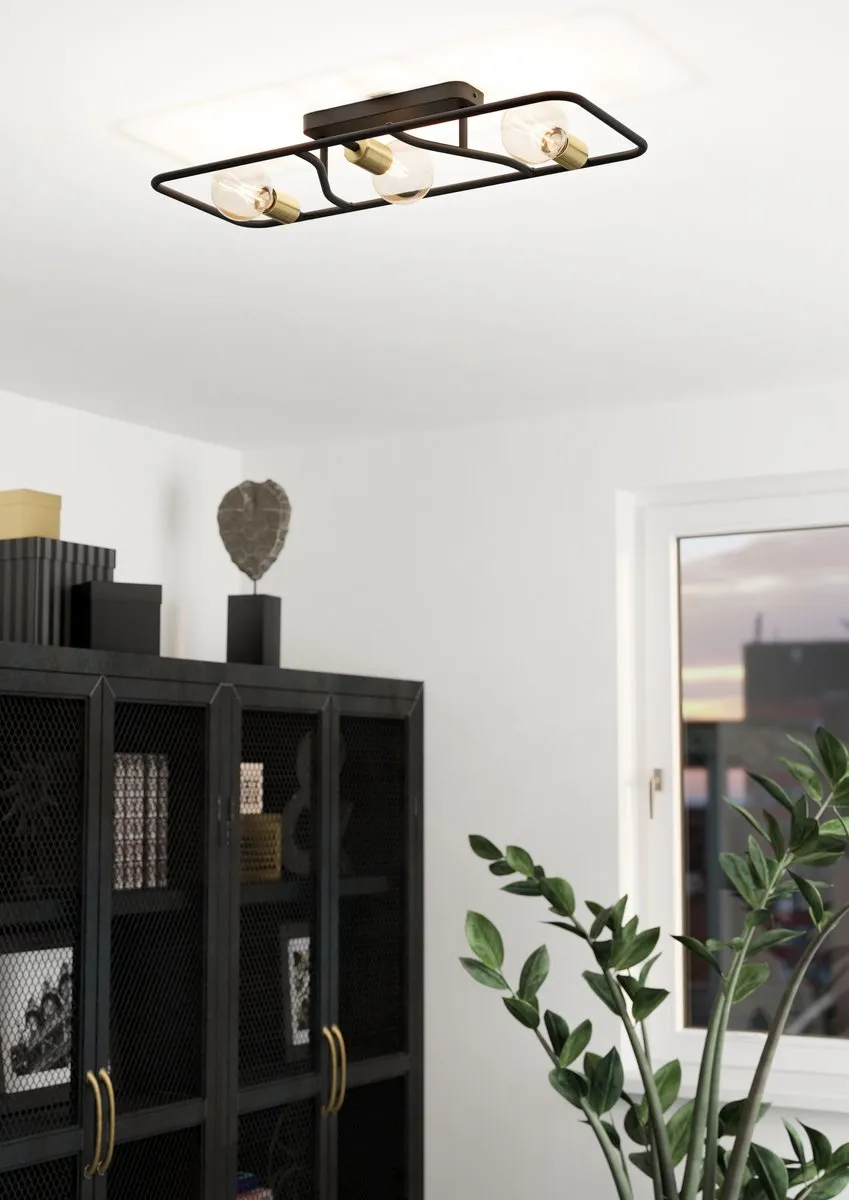 Eglo Messinaro Plafondlamp 72cm - 3 Lichtpunten - Zwart/Goud