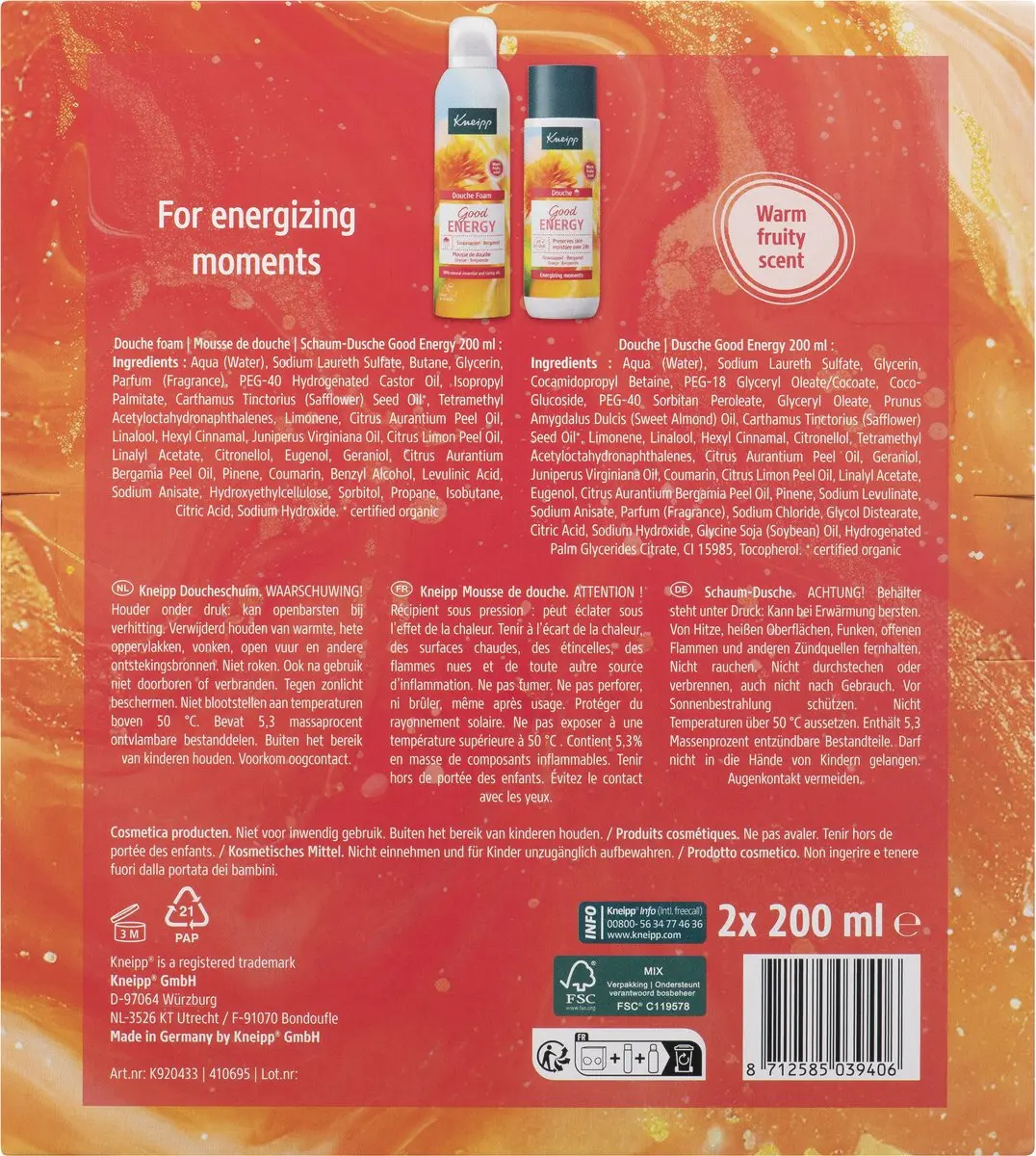 Kneipp Good Energy Favourites Geschenkset Douchegel - 2x 200ml Lavendel