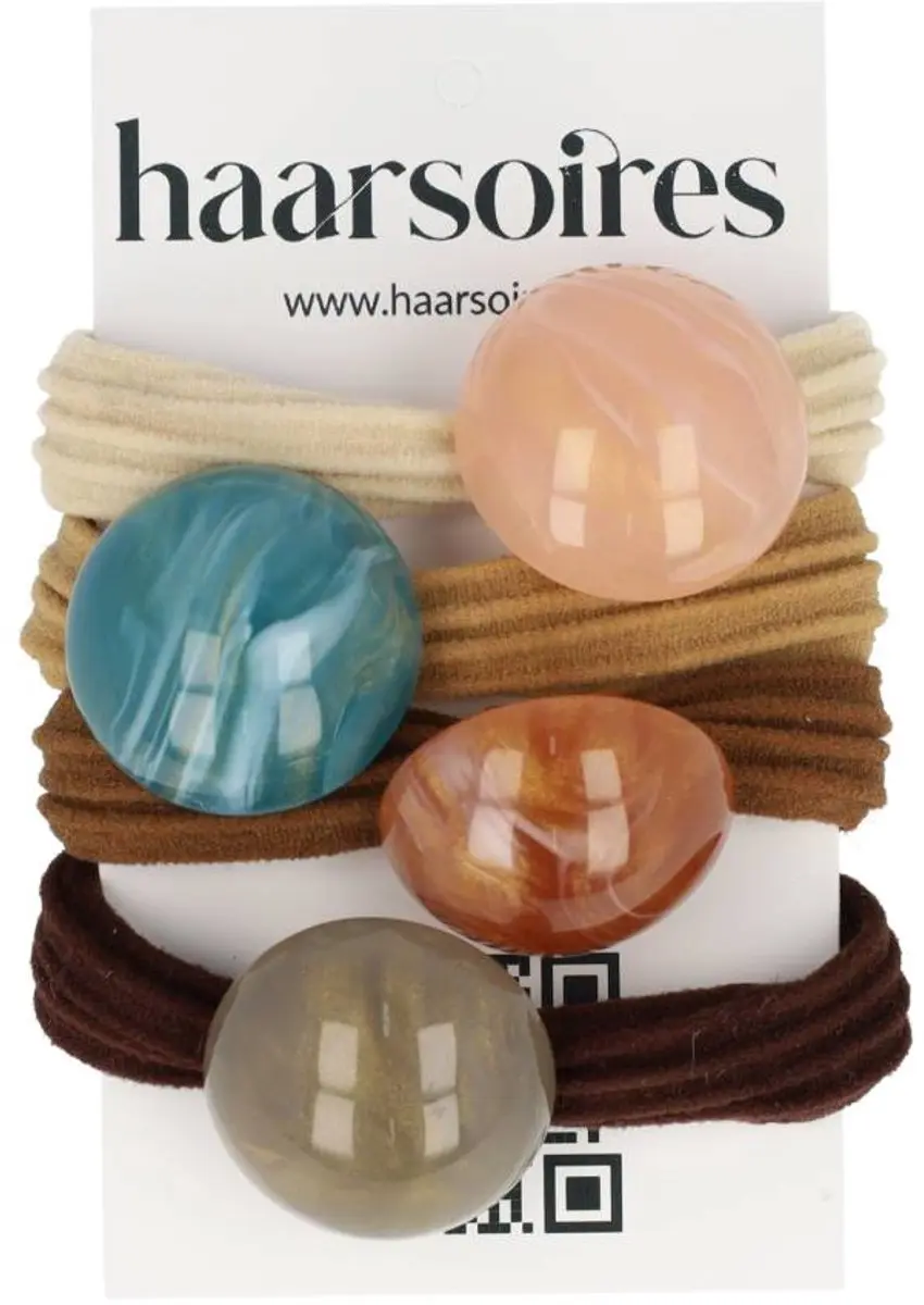 Haarsoires Haarelastieken Kraal 2cm Multicolor - 4 Stuks