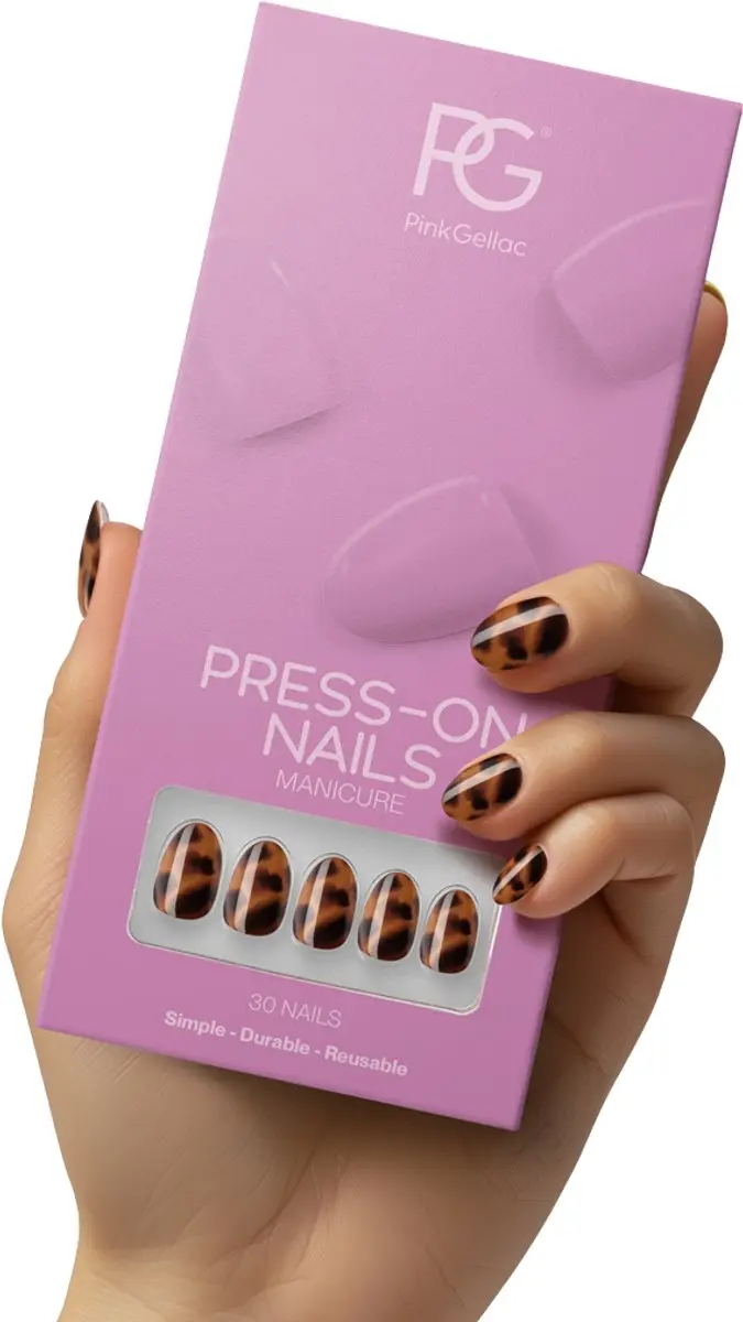 Pink Gellac Press On Nails Tortoise Touch