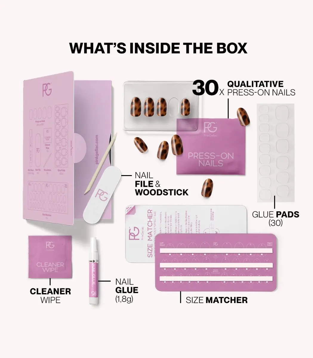 Pink Gellac Press On Nails Tortoise Touch - 30 Stuks
