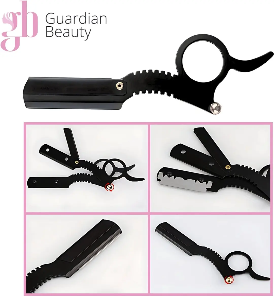 Guardian Beauty Classic Straight Razor - 100 Titanium Halve Mesjes - Geel