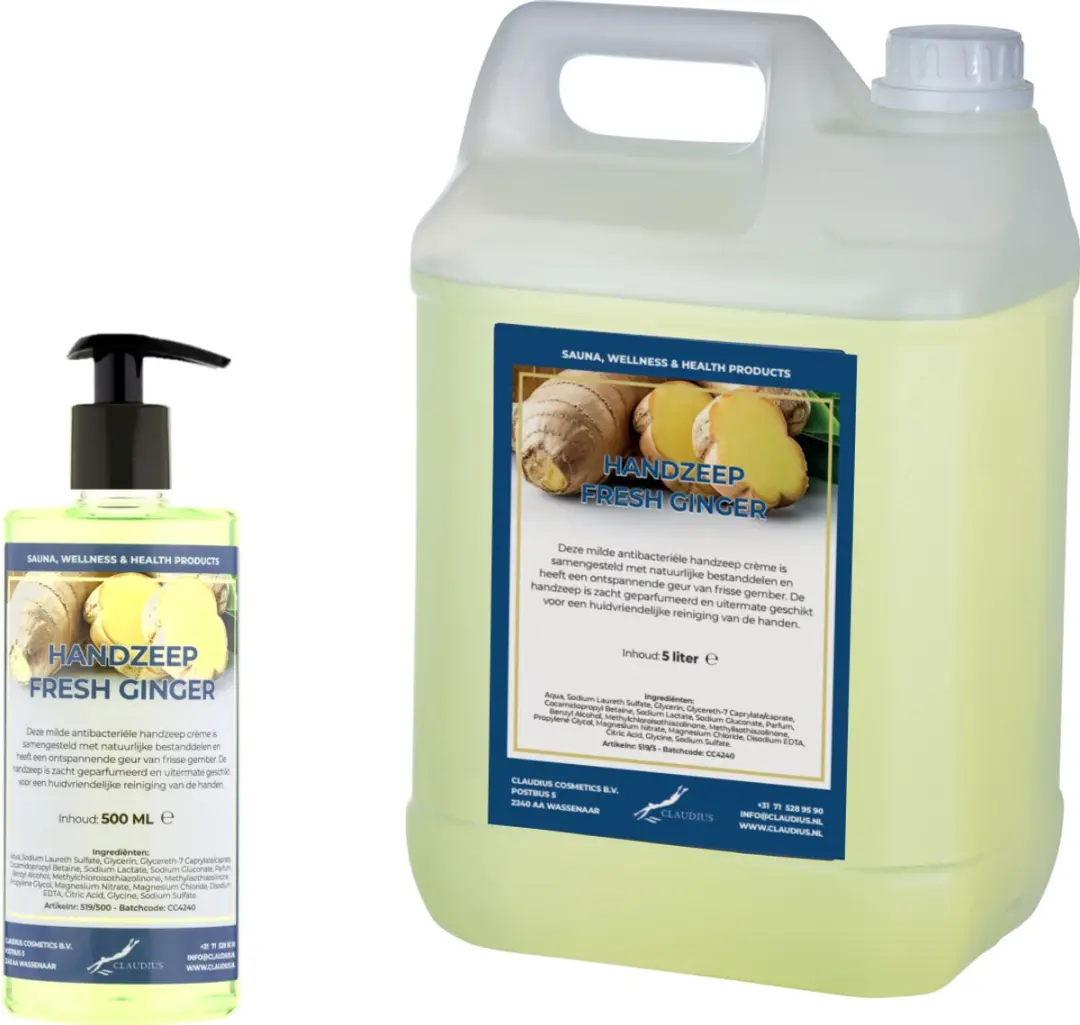 Splashbox Cosmetics Handzeep Fresh Ginger 500ml + 5L Navulling