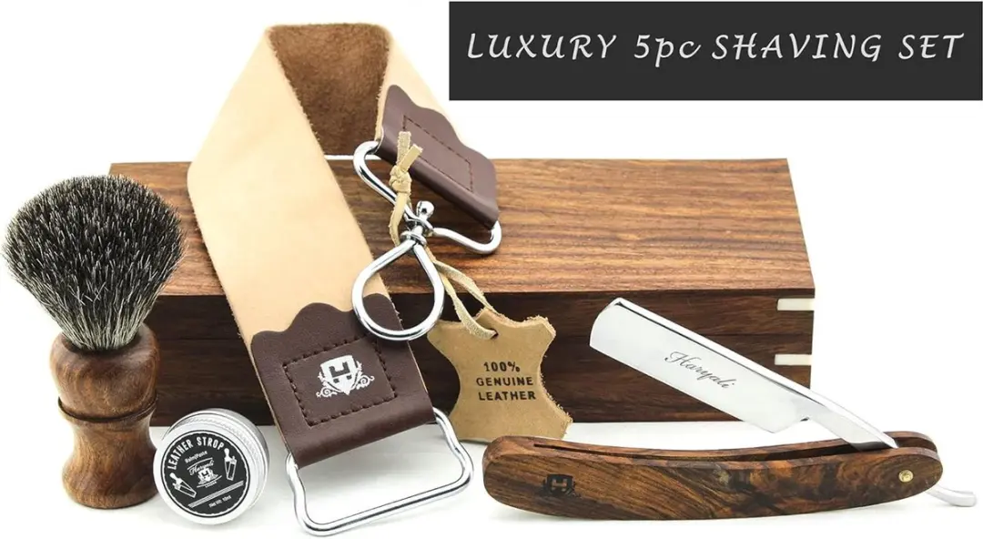 Haryali London Luxe Scheerset Houten Kist - 5-delig - afbeelding 6 van 6