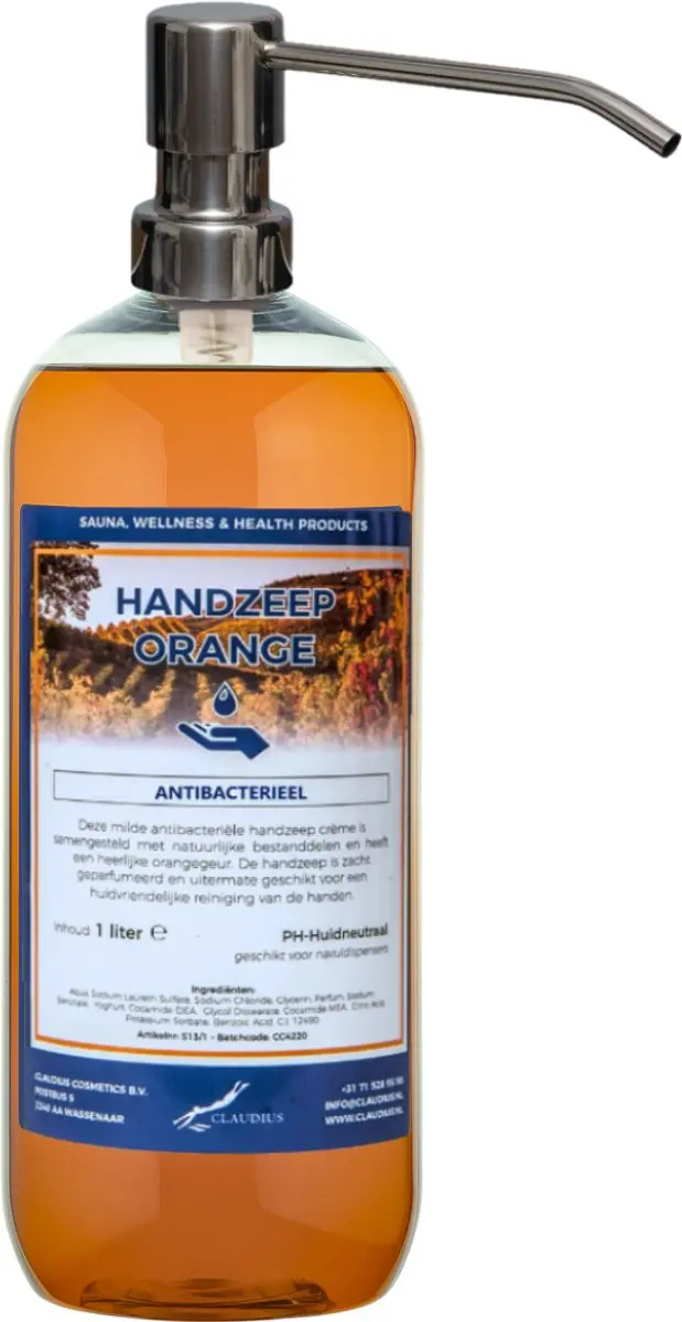 Splashbox Cosmetics Handzeep Orange 1L - RVS Pomp