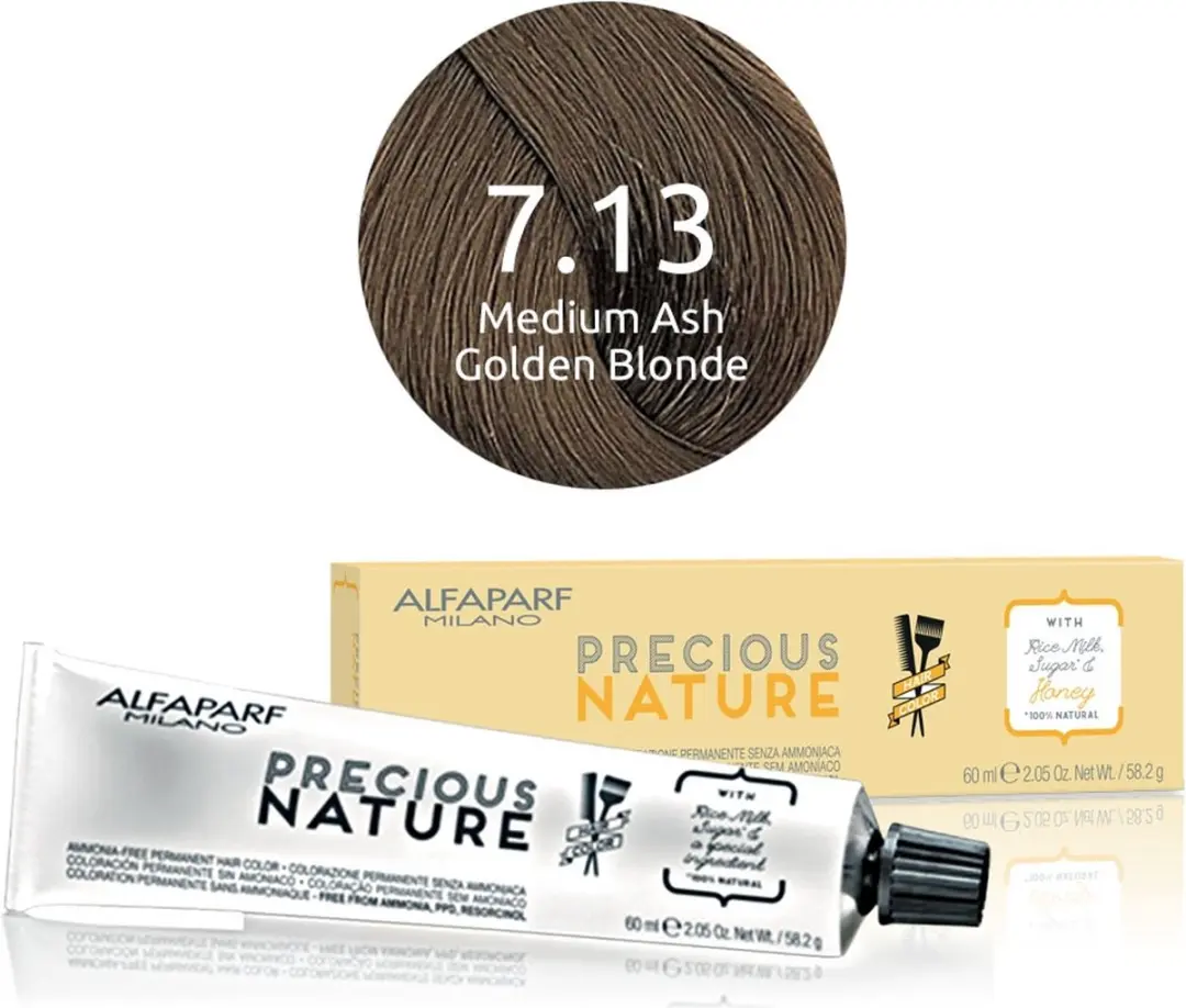 ALFAPARF Precious Nature Permanent Haarkleur 7.13 - 60ml - Zwart