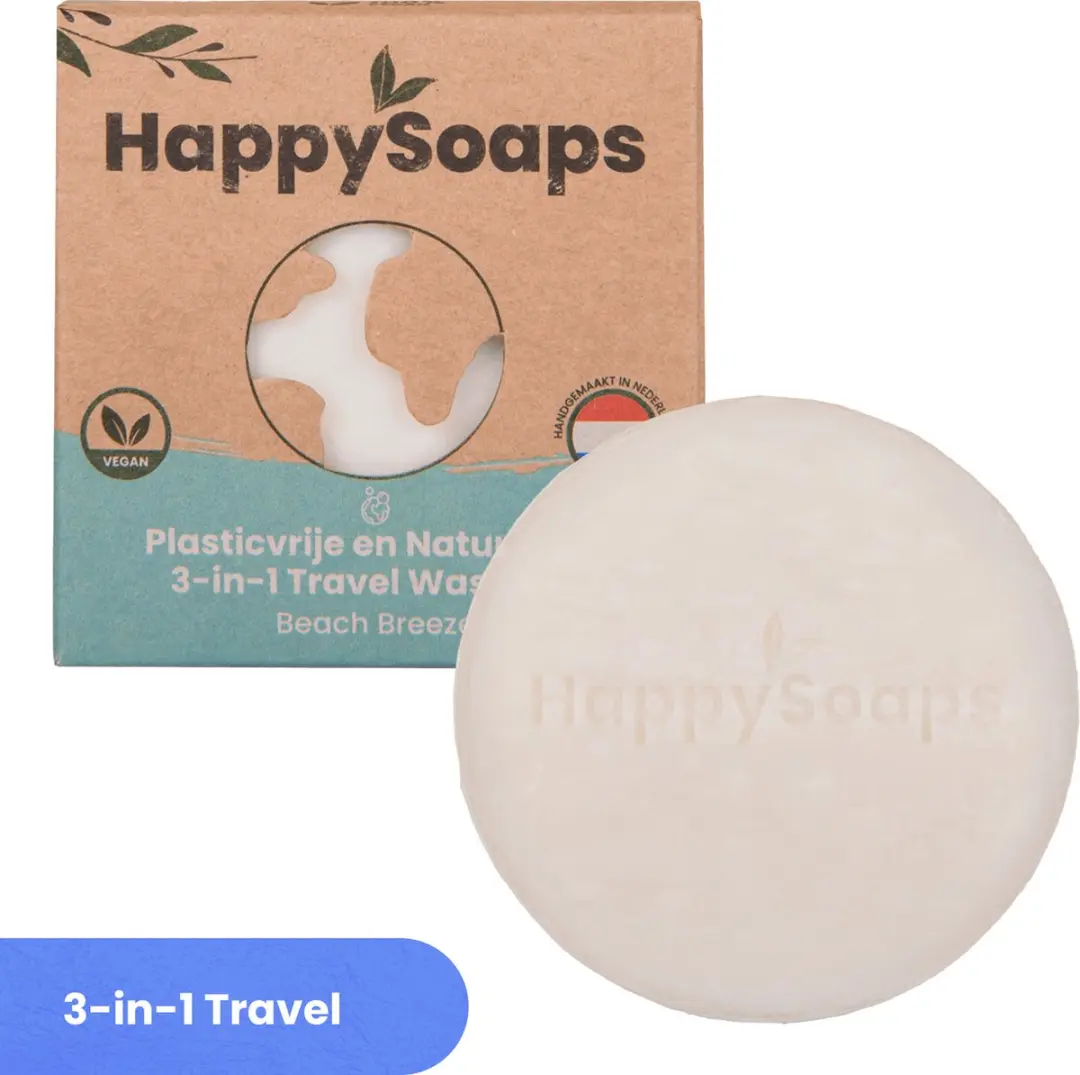 HappySoaps 3-in-1 Travel Wash Bar Beach Breeze