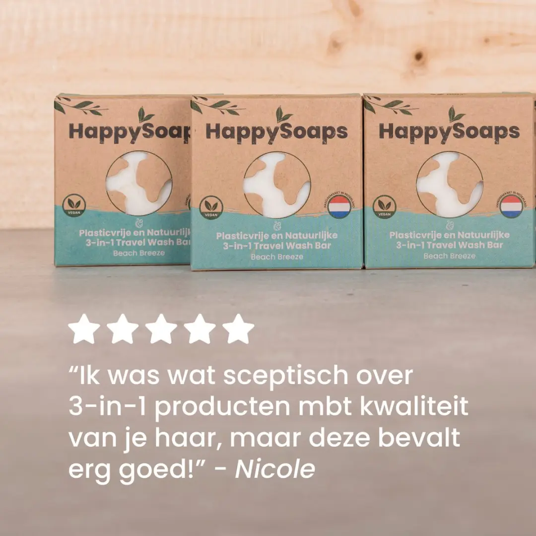 HappySoaps 3-in-1 Travel Wash Bar Beach Breeze - 40g