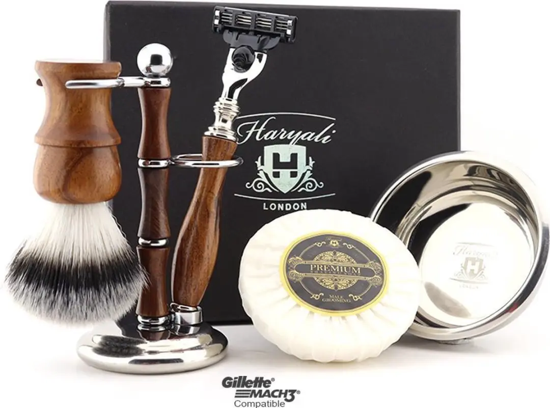 Haryali London Complete Scheerset Hout Metaal