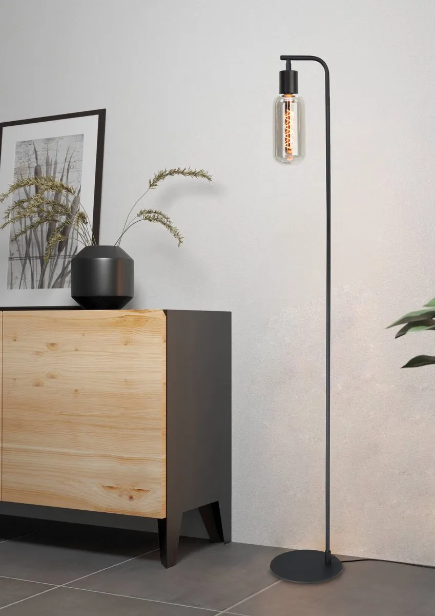 Eglo Majone Vloerlamp E27 151cm - Zwart/Grijs Smoke - afbeelding 6 van 6