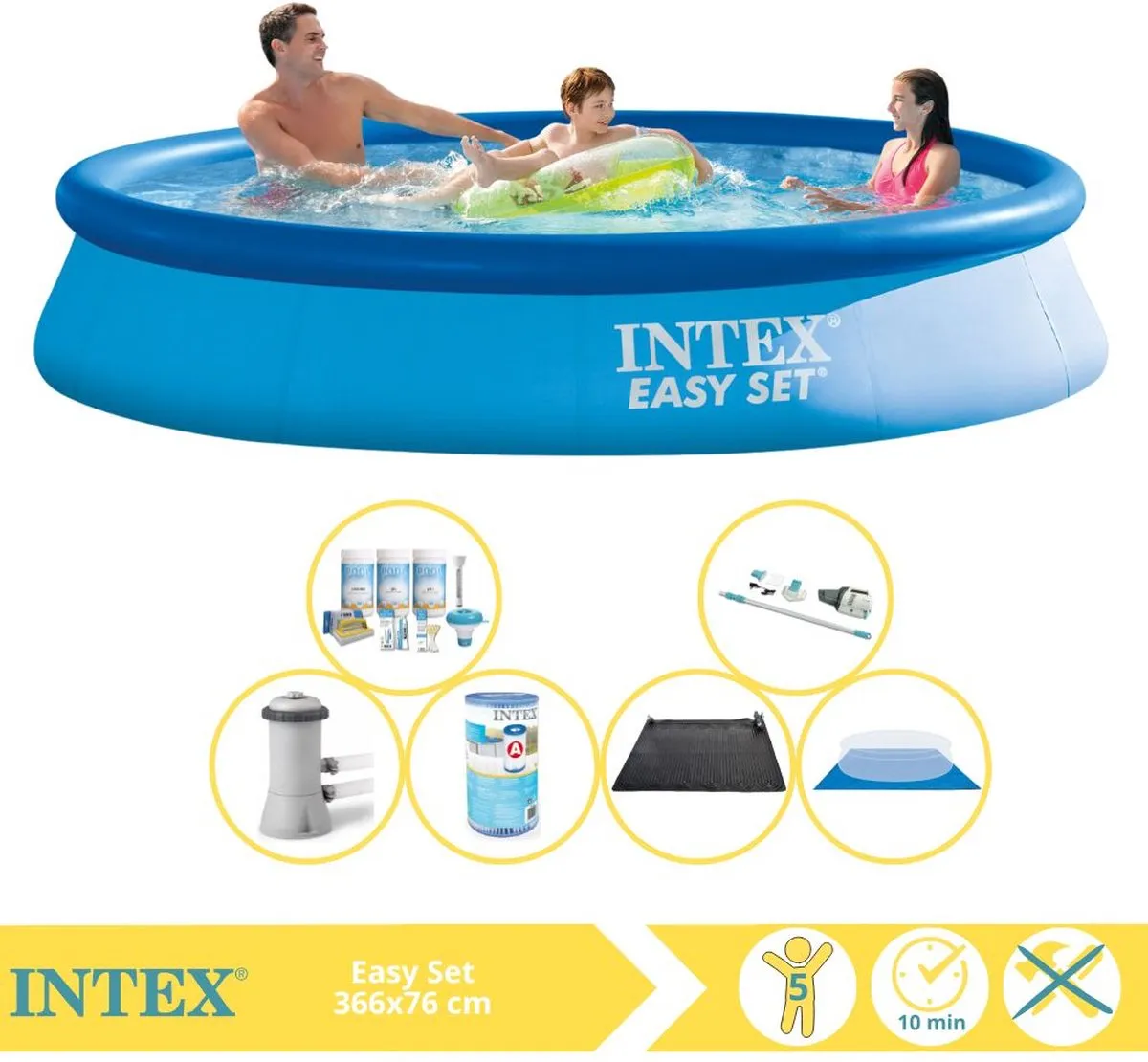 Intex Easy Set 28130NP Opblaaszwembad 366x76cm - Blauw - 5621L