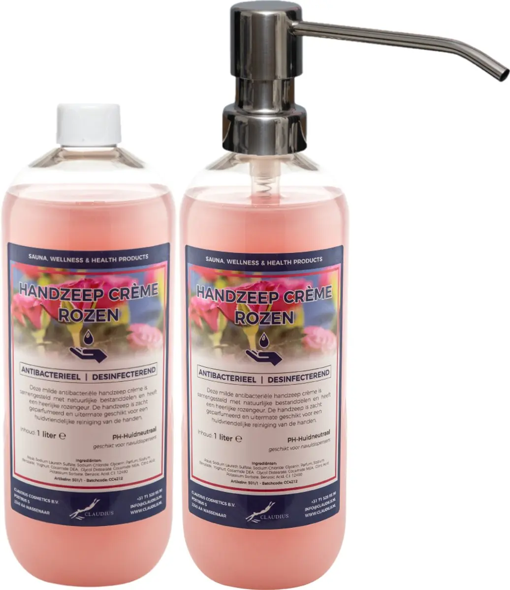 Splashbox Cosmetics Handzeep Crème Rozen 1L - 2 Stuks