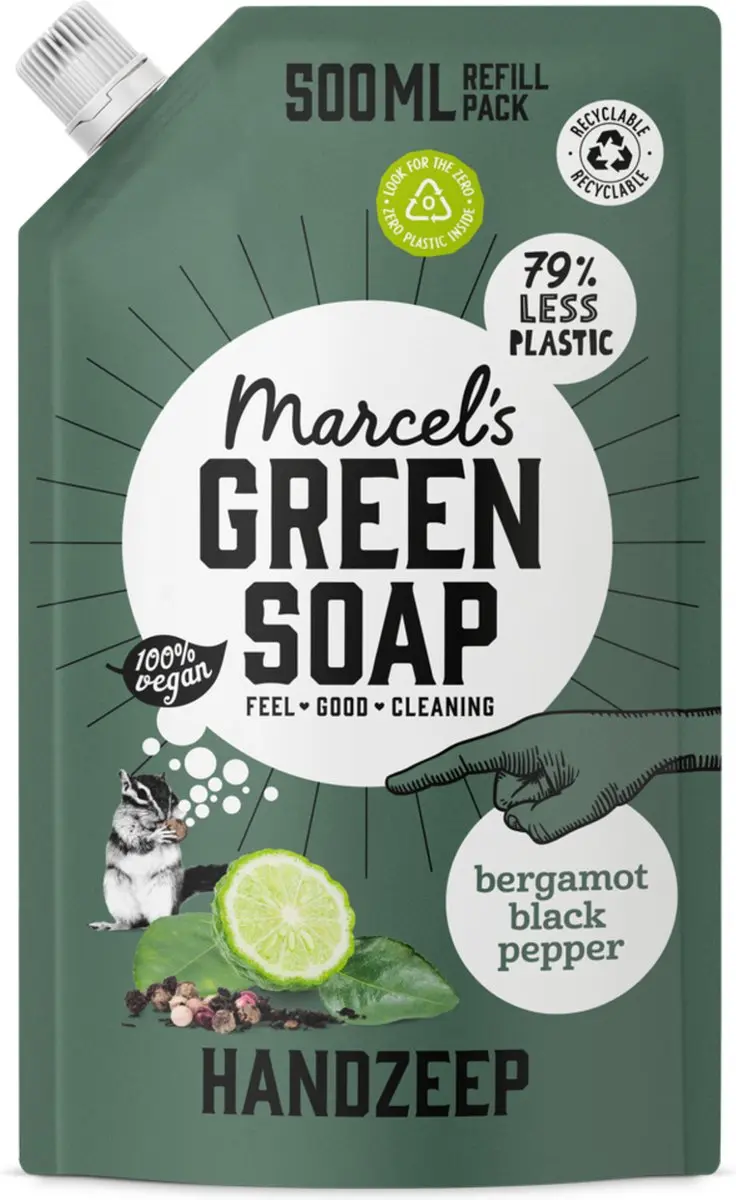 Marcel's Green Soap Handzeep Navulling Bergamot Black Pepper - 6x500ml