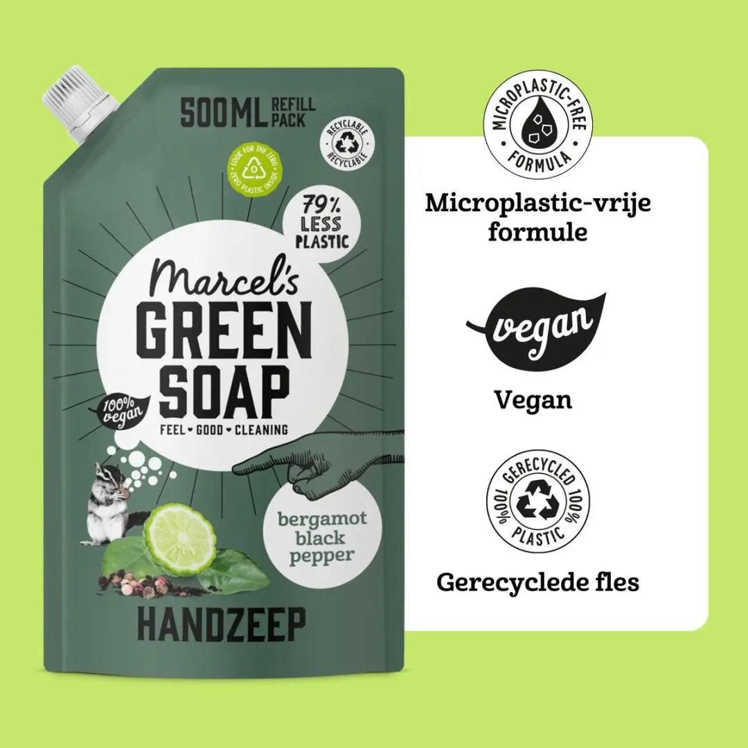 Marcel's Green Soap Handzeep Navulling Bergamot Black Pepper - 6x500ml