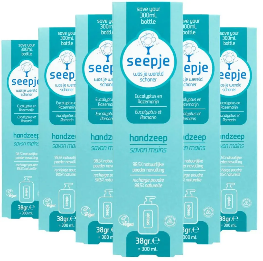 Seepje Handzeep Navulling Eucalyptus Rozemarijn 6x38ml