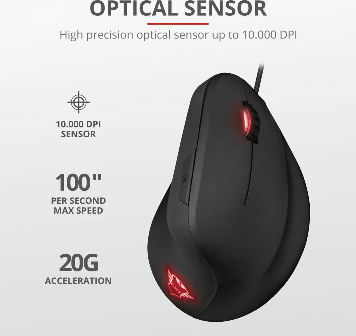 Trust GXT 144 Rexx Gaming Muis - Bedraad - 10.000 DPI - Zwart