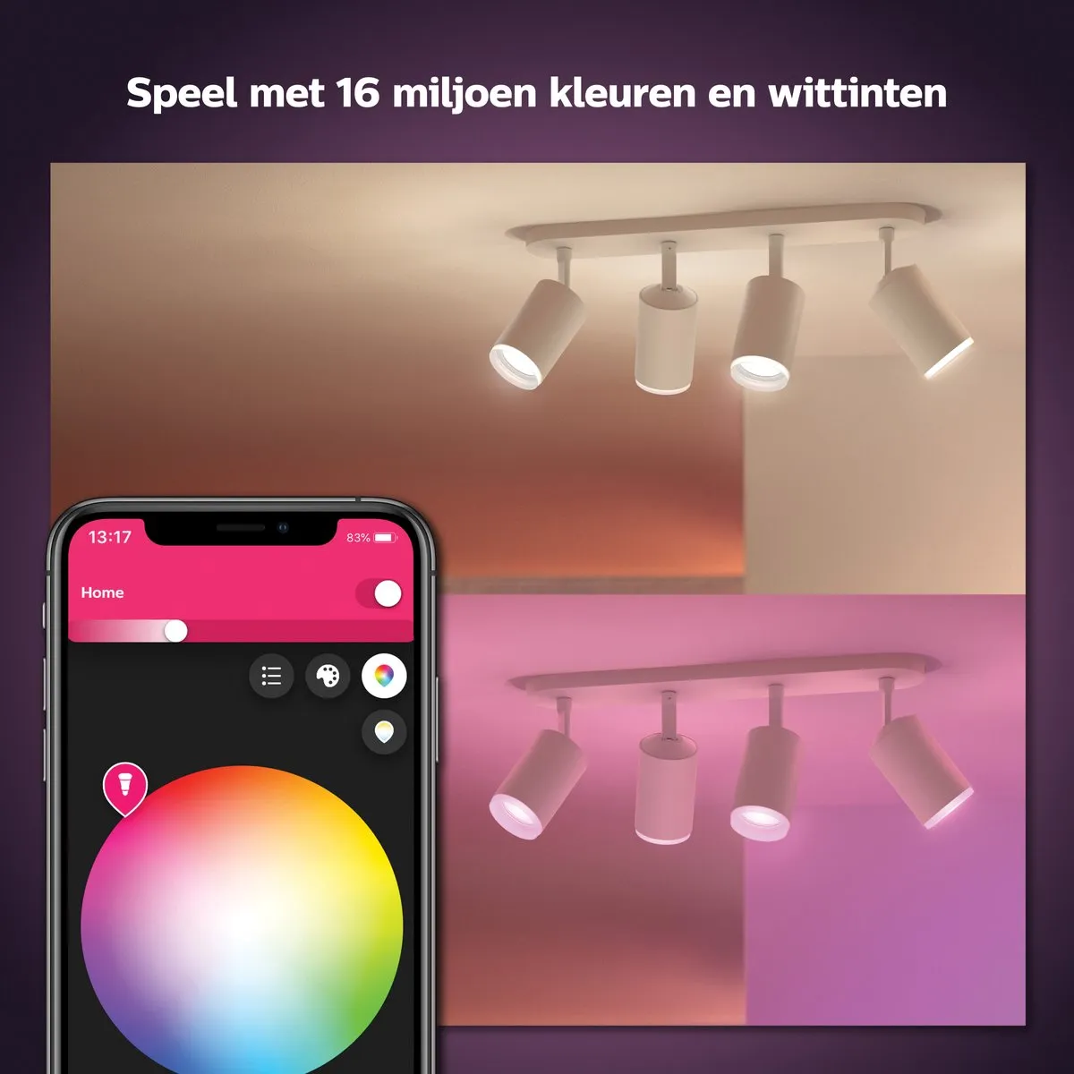 Philips Hue Fugato Opbouwspot 4-spots - RGBW Wit