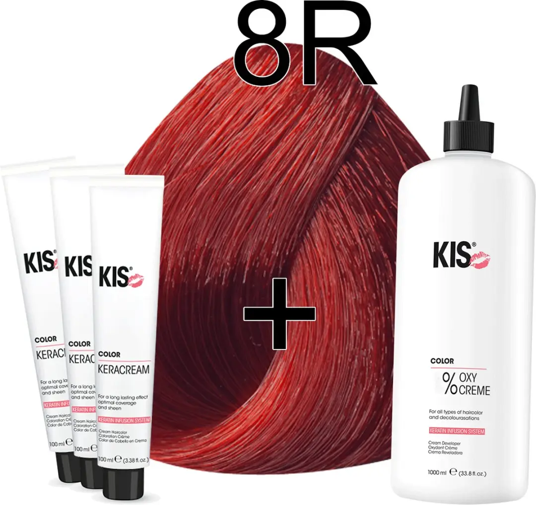 KIS KeraCream Color 8R Vlammend rood Haarverfset