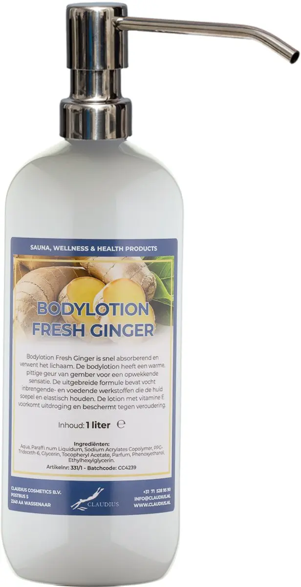 Splashbox Cosmetics Bodylotion Fresh Ginger 1L - RVS Pomphouder