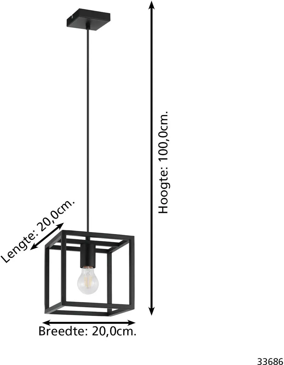 Eglo Eldrick Hanglamp E27 - 20cm - Zwart