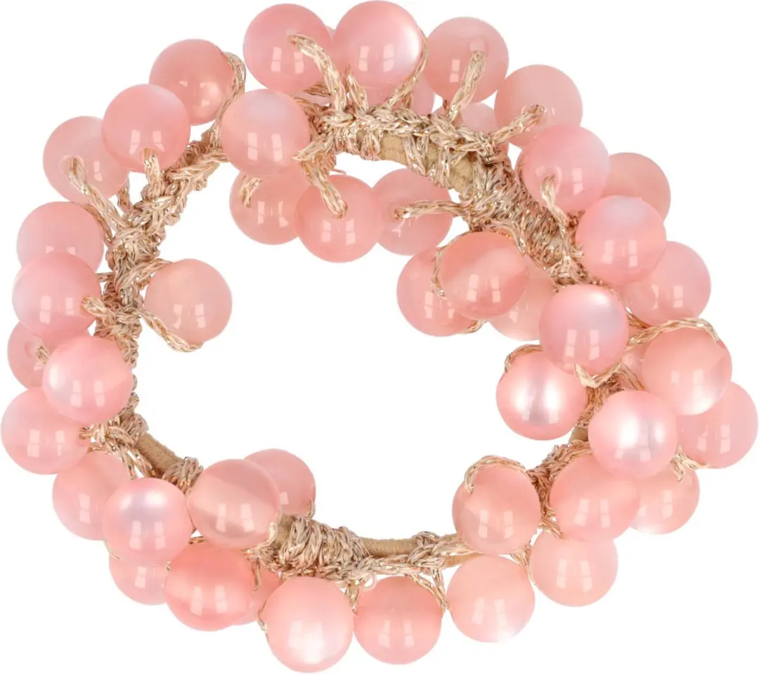 Haarsoires Haarelastiek Ronde Kralen Roze
