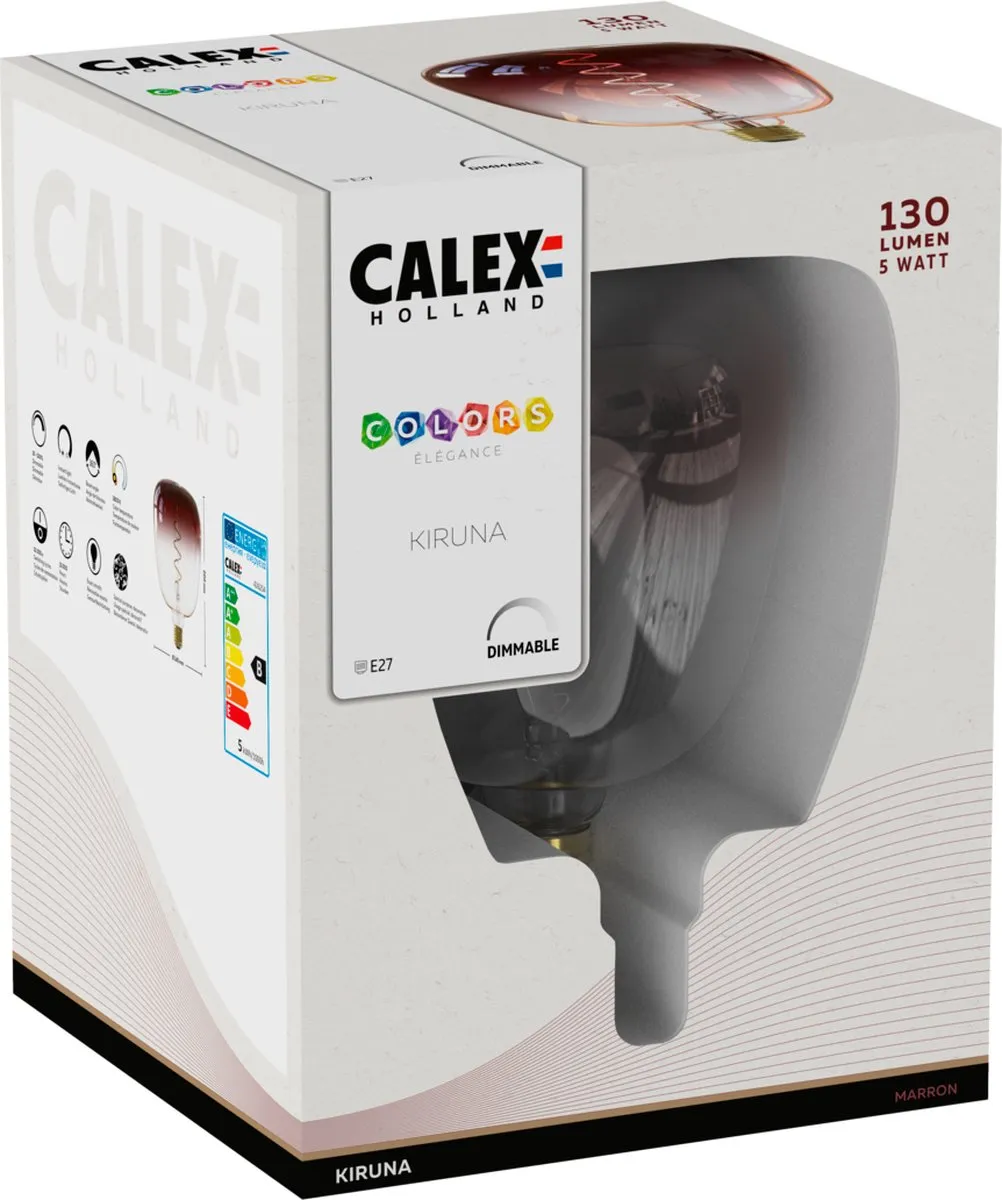 Calex Kiruna Colors Marron E27 LED Lamp 5W - Warm Wit 1800K - afbeelding 6 van 6