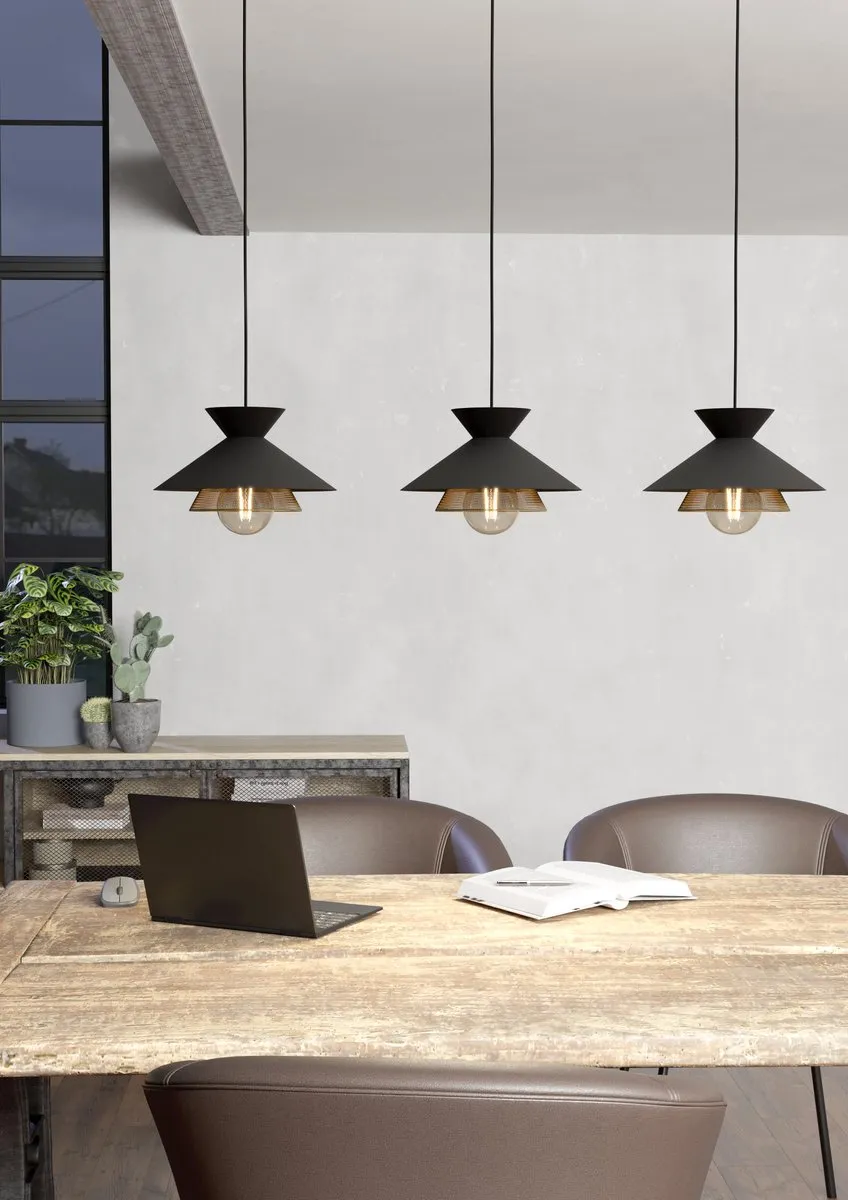 Eglo Grizedale Hanglamp E27 - 96cm - Zwart/Goud