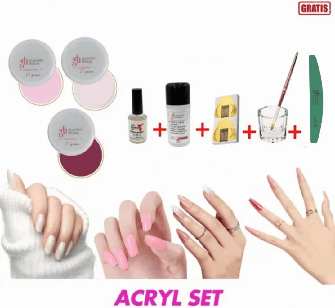 Guardian Beauty Acrylpoeder Set 3 Kleuren 81ml - o.a. Berry Pop/Wit/Baby Roze