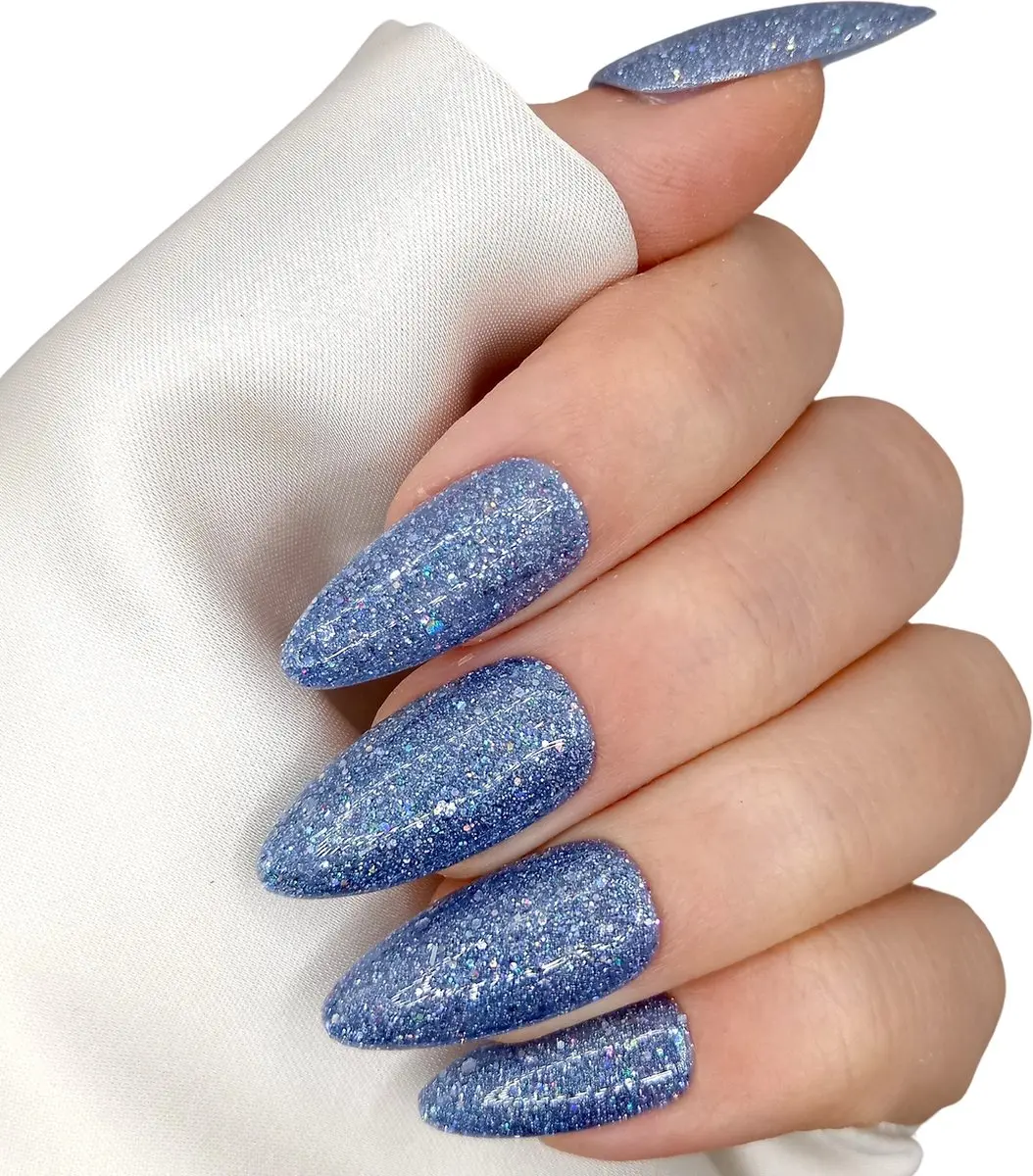 SD Press on Nails B-164 Plaknagels Blauwpaars Glitter