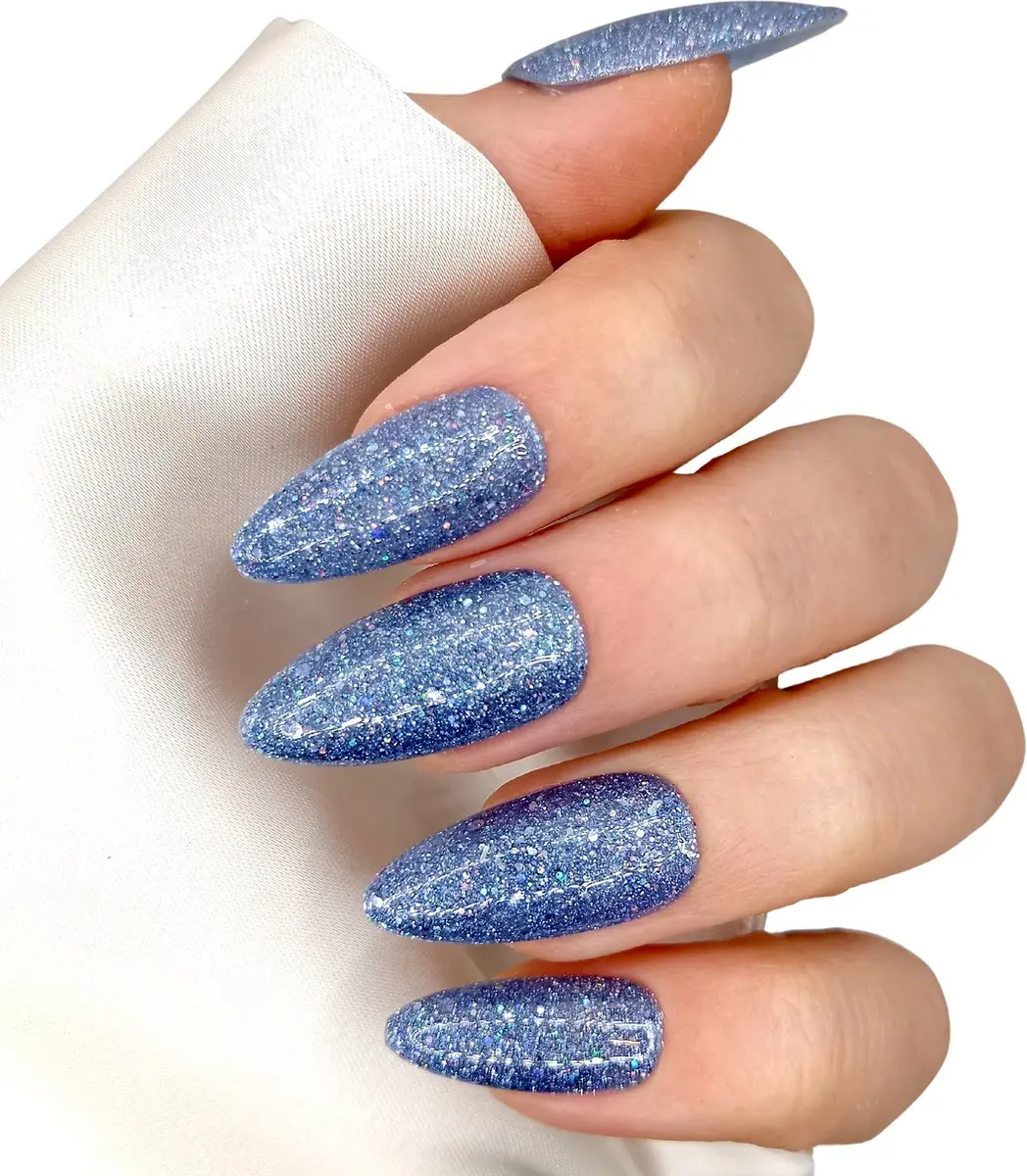 SD Press on Nails B-164 Plaknagels Blauwpaars Glitter - 20 Stuks