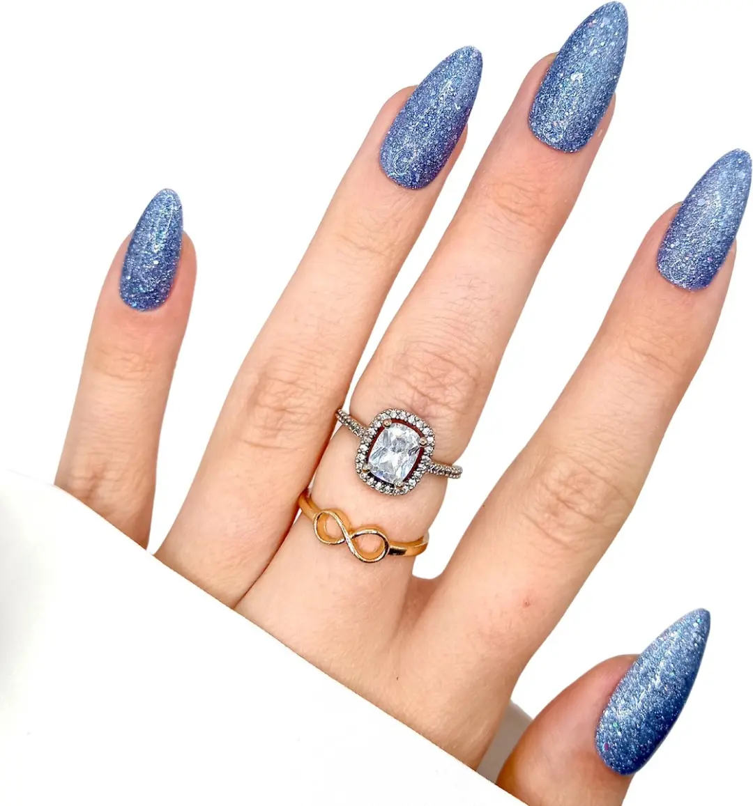 SD Press on Nails B-164 Plaknagels Blauwpaars Glitter - 20 Stuks