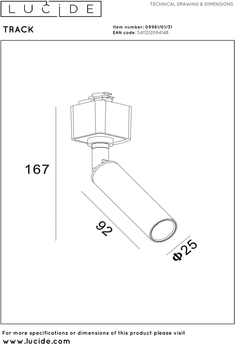 Lucide Track Keoni Railspot G9 3.8W - Wit