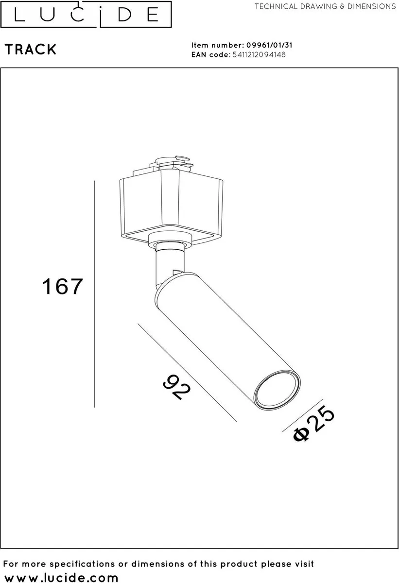Lucide Track Keoni Railspot G9 3.8W - Wit