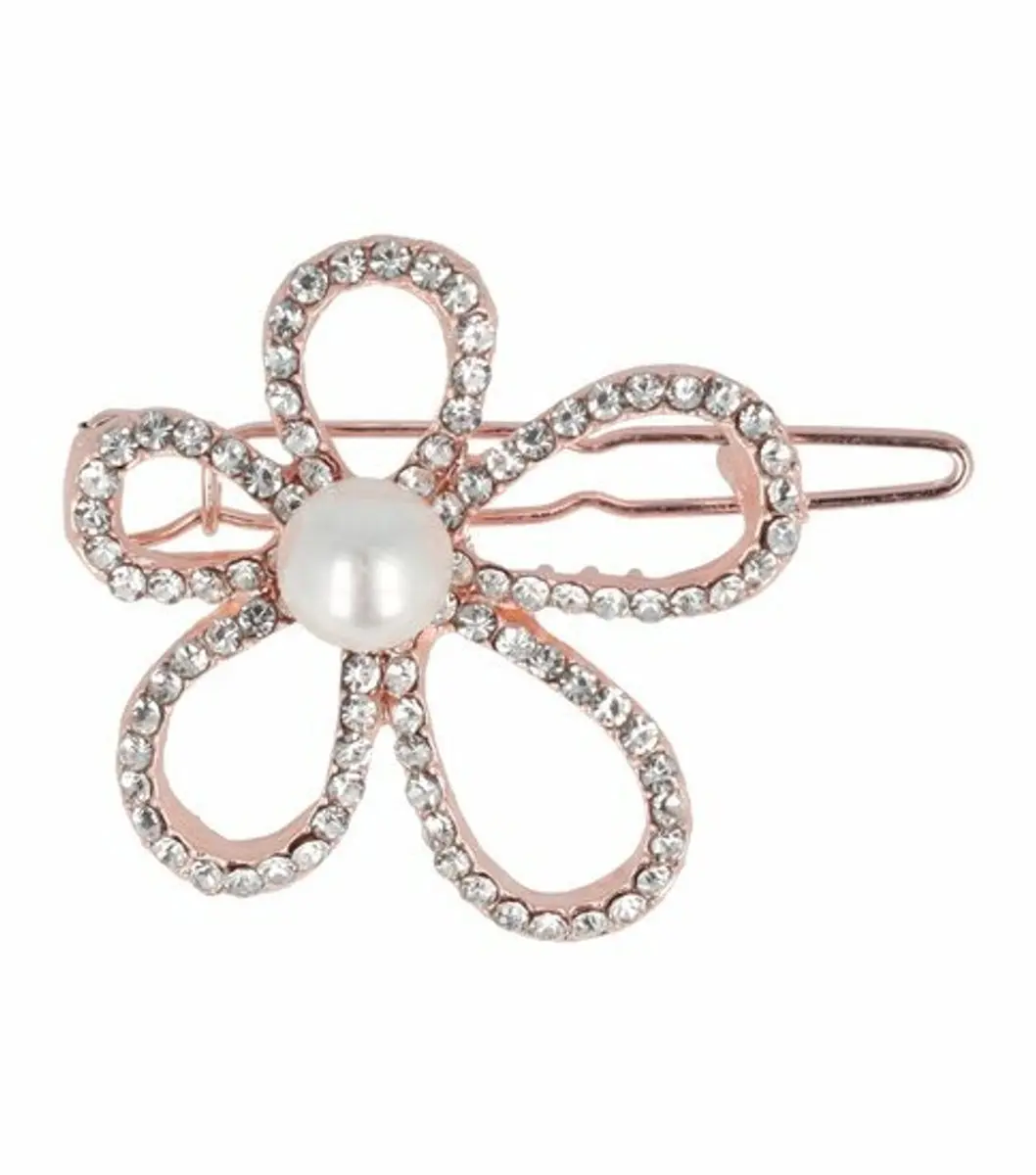 Haarsoires Bloem Haarspeld 3,5cm - Koper - Zilver Strass