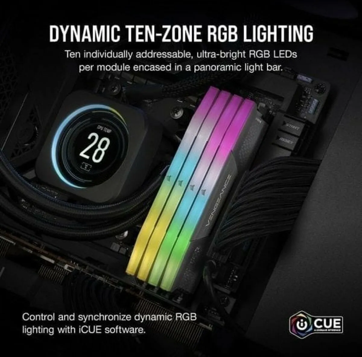 Corsair Vengeance RGB DDR5 64GB 2x16GB 5600MHz - CL40 - Zwart