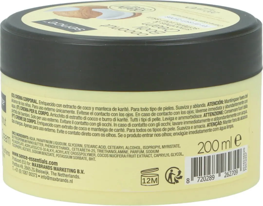 Sence Coconut Body Cream 200ml - 12 Stuks