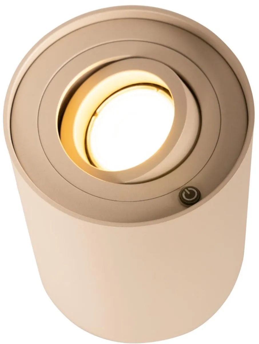 Lucide Tube Tafellamp Ø9,6cm LED 3 StepDim GU10 5W 2700K - Taupe